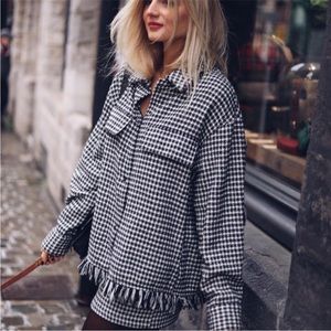 Zara Houndstooth Overshirt Medium